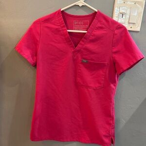 Figs Hot Pink V-Neck Scrub Top